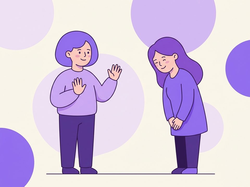 감사 인사에 손사래를 치며 사양하는 사람