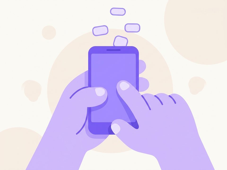 Two hands holding a smartphone, thumbs typing